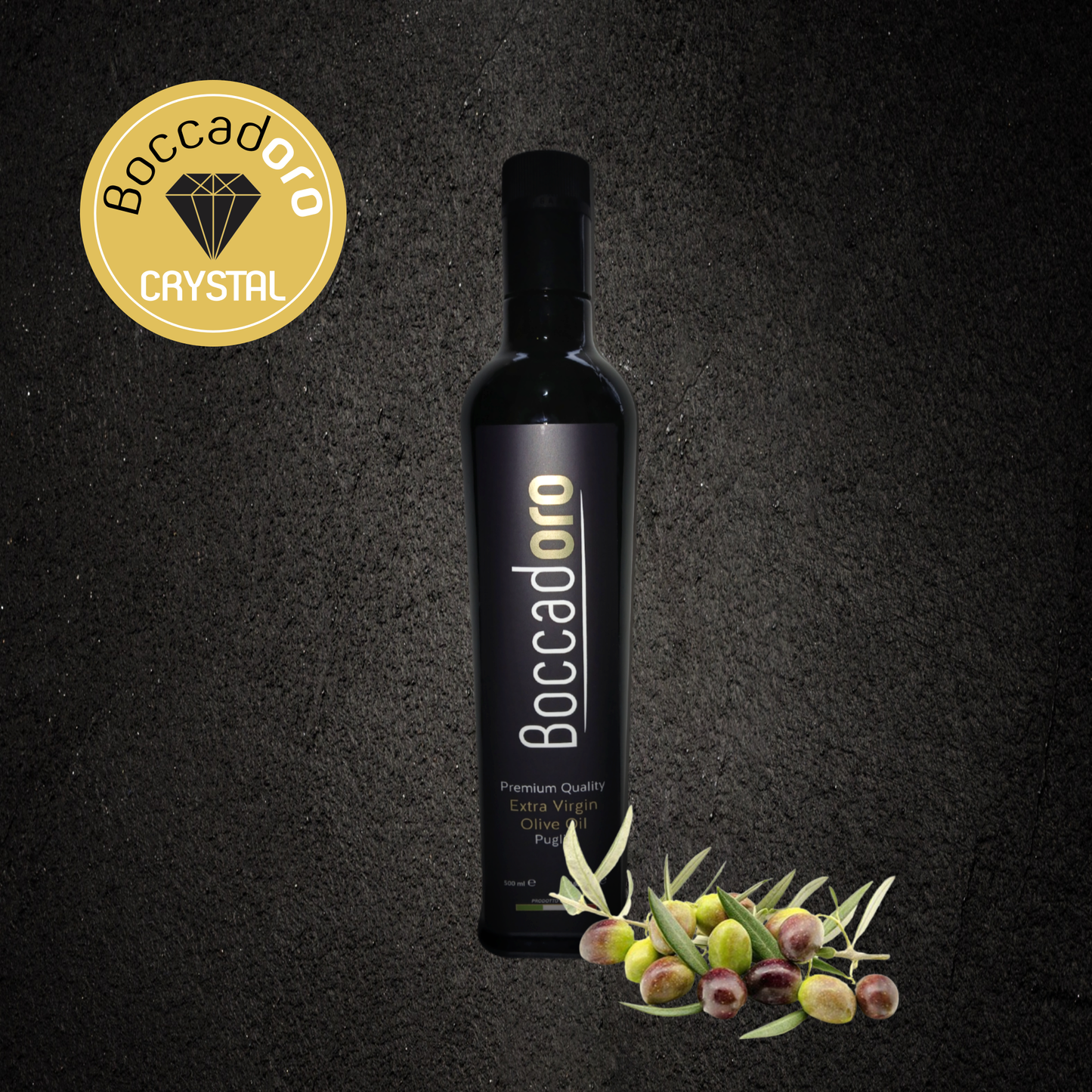 Boccadoro Crystal Premium Quality Extra Virgin Olive Oil - 500ml Bottle (2024/25 Harvest)