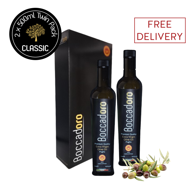 Boccadoro Premium Quality Extra Virgin Olive Oil CLASSIC 2 x 500ml Twin Pack (2023/24 Harvest)