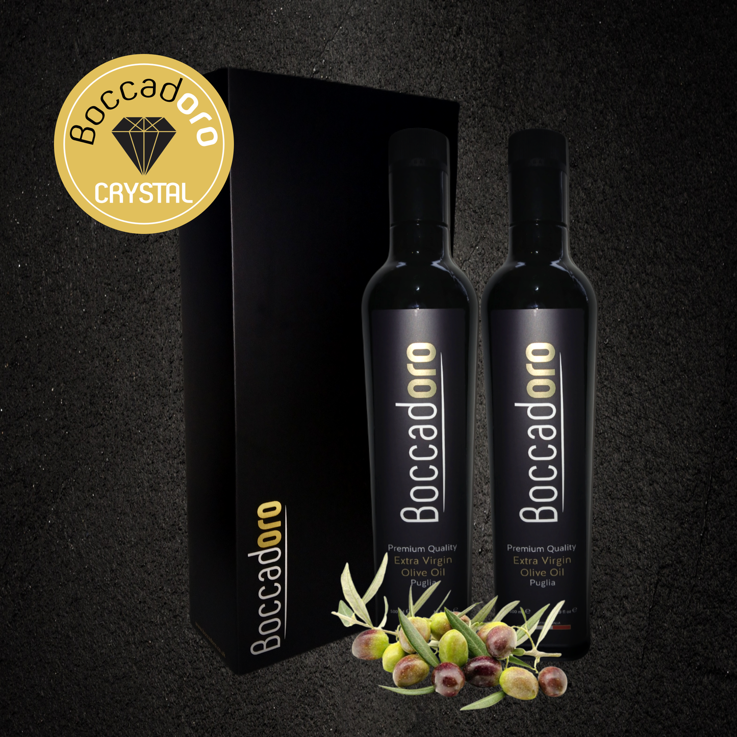 Boccadoro Crystal Premium Quality Extra Virgin Olive Oil - 2 x 500ml Twin Pack (2024/25 Harvest)