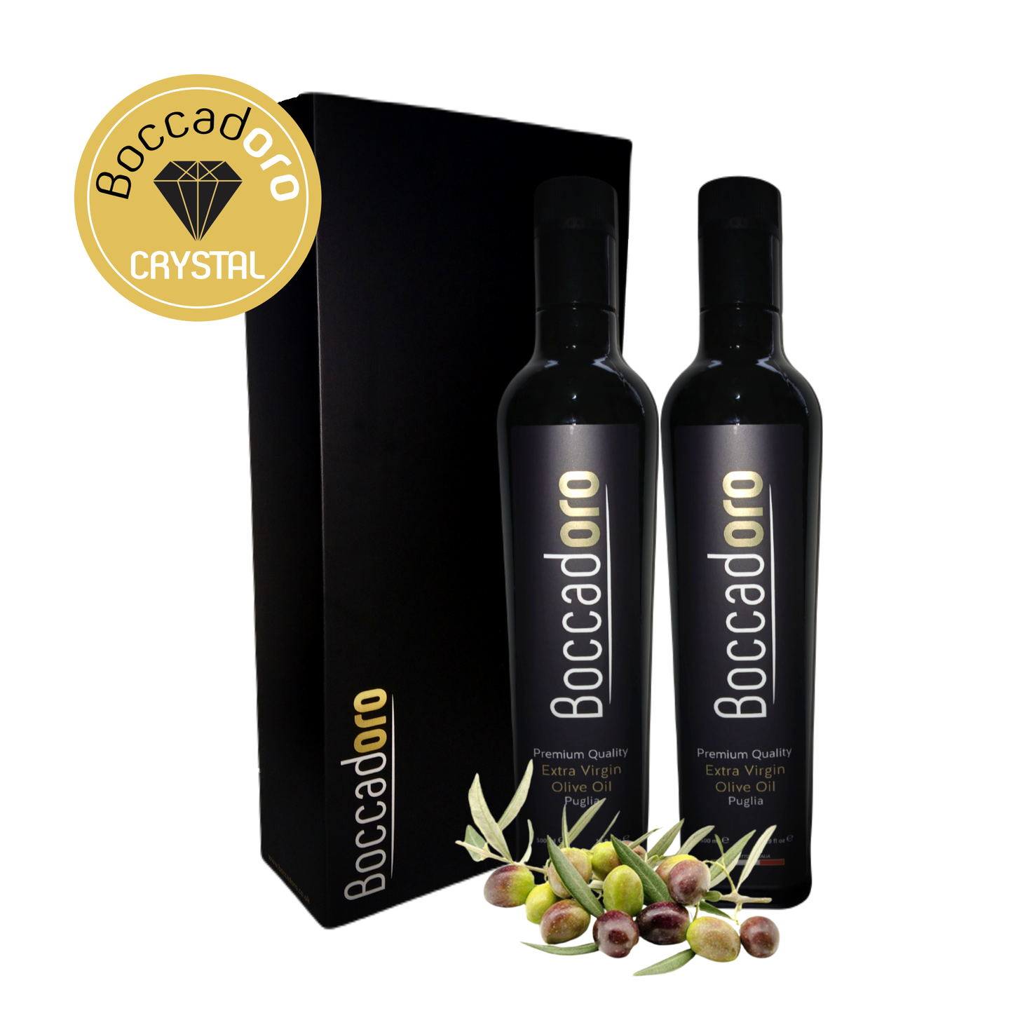 Boccadoro Crystal Premium Quality Extra Virgin Olive Oil - 2 x 500ml Twin Pack (2024/25 Harvest)