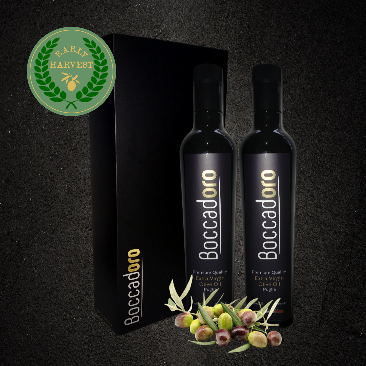 Boccadoro Early Harvest Premium Quality Extra Virgin Olive Oil - 2 x 500ml Twin Pack (2024/25 Harvest)