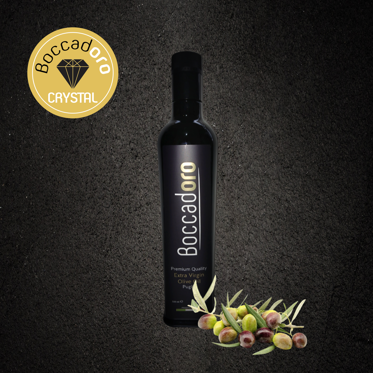 Boccadoro Crystal Premium Quality Extra Virgin Olive Oil - 500ml Bottle (2023/24 Harvest)