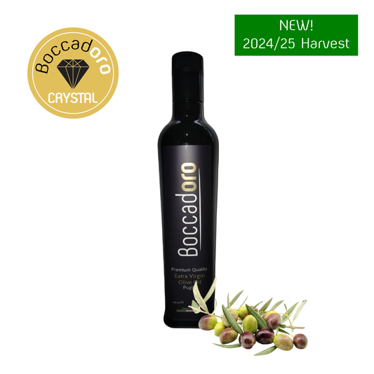Boccadoro Crystal Premium Quality Extra Virgin Olive Oil - 500ml Bottle (2024/25 Harvest)