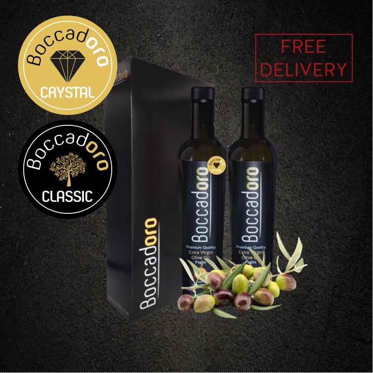 Boccadoro Premium Quality Extra Virgin Olive Oil CRYSTAL & CLASSIC 2 x 500ml Twin Pack (2023/24 Harvest)