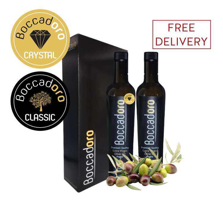 Boccadoro Premium Quality Extra Virgin Olive Oil CRYSTAL & CLASSIC 2 x 500ml Twin Pack (2023/24 Harvest)