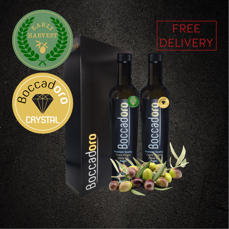 Boccadoro Premium Quality Extra Virgin Olive Oil Early Harvest & Crystal 2 x 500ml Twin Pack