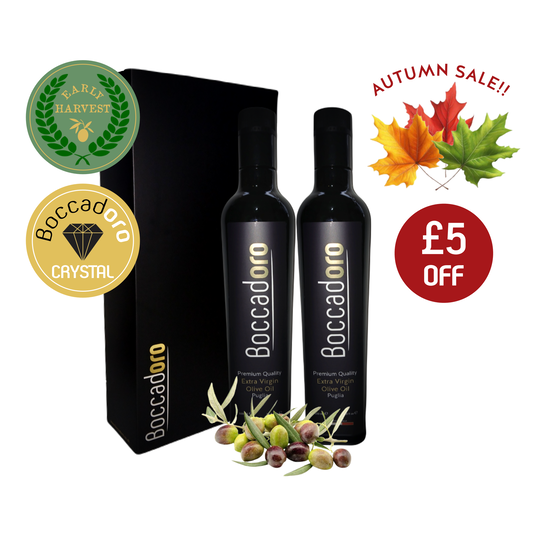 Boccadoro Premium Quality Extra Virgin Olive Oil Early Harvest & Crystal 2 x 500ml Twin Pack (2024/25 Harvest)