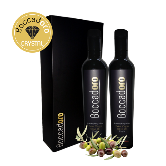 Boccadoro Crystal Premium Quality Extra Virgin Olive Oil - 2 x 500ml Twin Pack