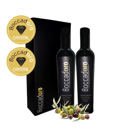 Boccadoro Crystal Premium Quality Extra Virgin Olive Oil - 2 x 500ml Twin Pack (2024/25 Harvest)