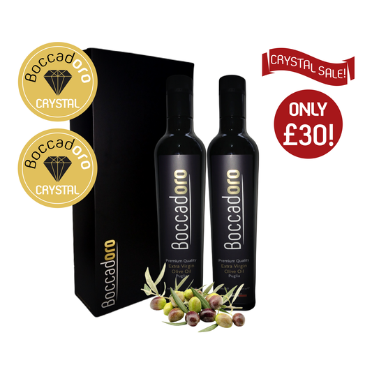 Boccadoro Crystal Premium Quality Extra Virgin Olive Oil - 2 x 500ml Twin Pack (2024/25 Harvest)