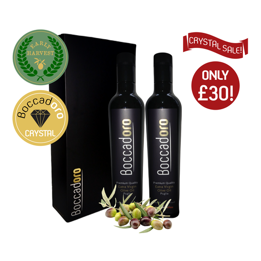 Boccadoro Premium Quality Extra Virgin Olive Oil Early Harvest & Crystal 2 x 500ml Twin Pack (2024/25 Harvest)