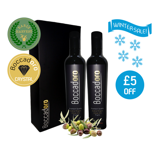 Boccadoro Premium Quality Extra Virgin Olive Oil Early Harvest & Crystal 2 x 500ml Twin Pack (2024/25 Harvest)