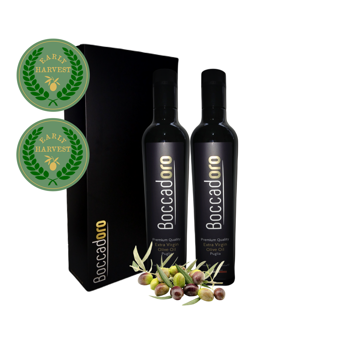 Boccadoro Early Harvest Premium Quality Extra Virgin Olive Oil - 2 x 500ml Twin Pack (2024/25 Harvest)